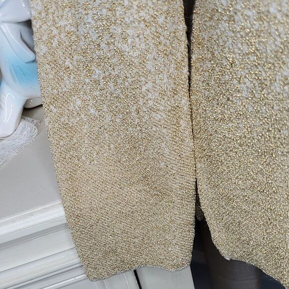 Liz Claiborne Cream and Gold Sparkle Sweater, Sz S, New! Festive & Fun - Picture 5 of 9